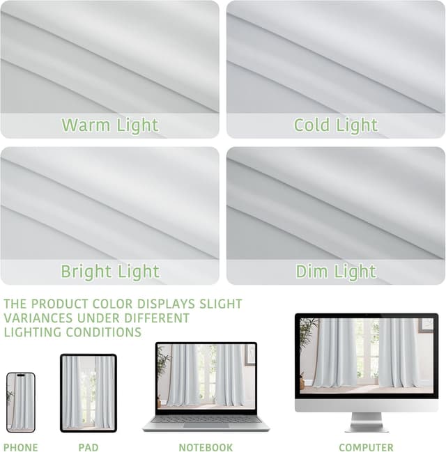 Detalle de KGORGE Verdunkelungsvorhang Kurz mit Ösen (2er-Set) 145 x 140 cm, blickdicht – Thermo für Wohn- und Schlafzimmer