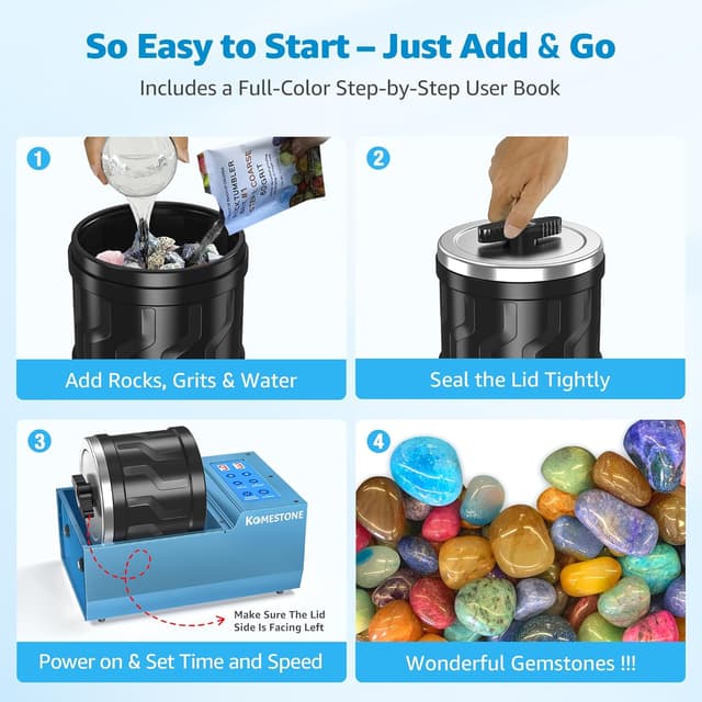 Thumbnail 3 de KomeStone Professional Rock Tumbler Kit 4LB 🪨