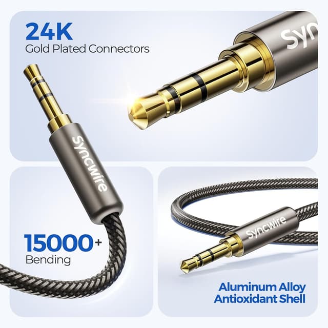 Detalle 2 de SyncWIRE 3,5 mm Audio Kabel Nylon Geflochten 0,5 m Kopfhörer