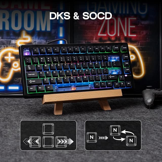 Detalle de EPOMAKER HE80 Hall Effect Gaming Keyboard (8K polling, 75% layout, hot-swappable, magnetic linear switches)