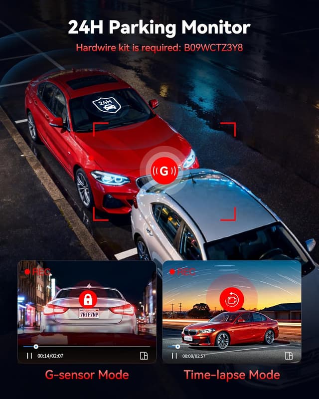 Detalle 2 de REDTIGER 4K Dual Channel Dash Cam (Front & Rear) with 5.8GHz Wi‑Fi6, STARVIS 2 Night Vision and 24H Parking Mode