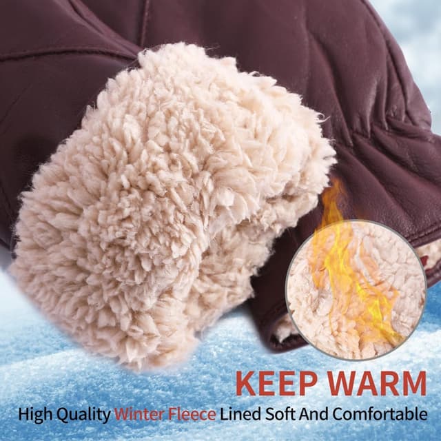 Detalle 2 de MGGMOKAY Moufle d'hiver cuir cachemire