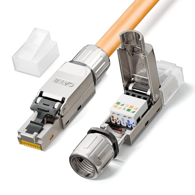 Detalle de LEENUE Lot de 2 connecteurs RJ45 sans outil Cat8 (40 Gbit/s, 2000 MHz) pour câbles blindés et PoE