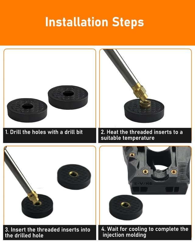 Detalle 2 de HOLMOL Gewindeeinsatz 360 Stück Set Messing M2–M6