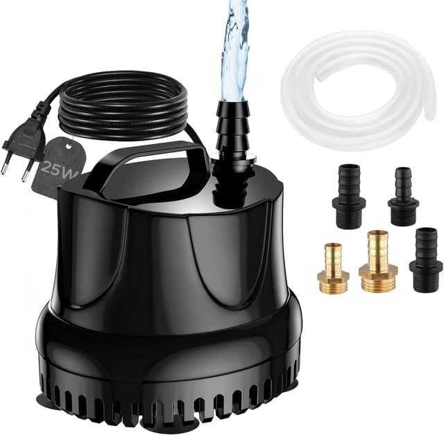 Detalle de Lnicez Maximale Mini Wasserpumpe 25 W mit bis zu 1.500 L/h Förderleistung (Tauchpumpe, Schwarz)