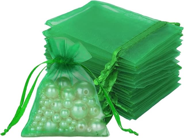 Imagen de jijAcraft Bolsas de Organza Verdes para Bodas 7x9 cm en OfertitasTOP