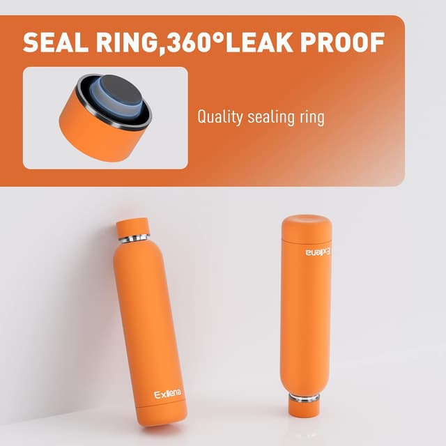 Detalle de Exllena Insulated Water Bottle 1L with Buckle (Double Wall Stainless Steel) – Orange