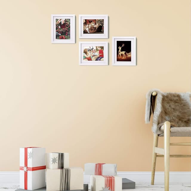 Detalle de EGOFINE 9x7 inch Photo Frames White Set of 4 (Solid Wood) for Table Top and Wall Mounting