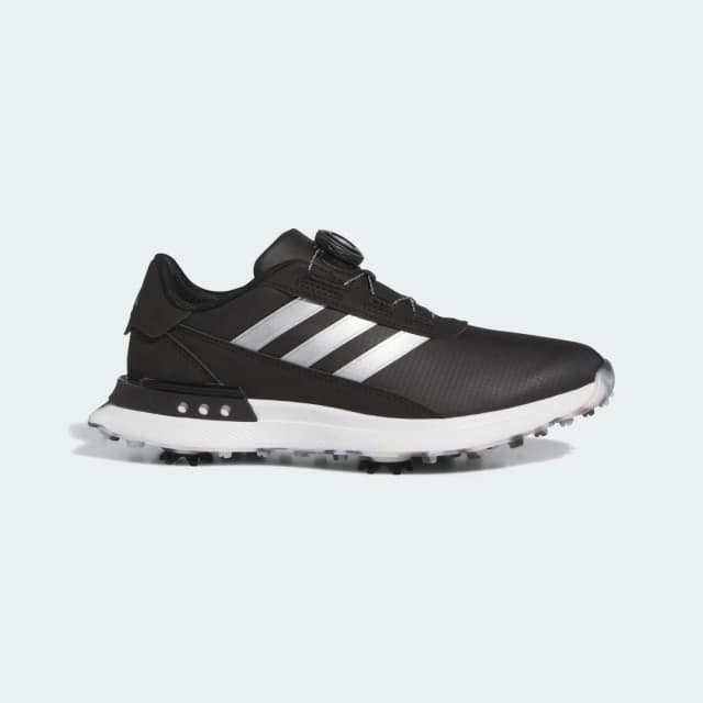 Detalle de adidas S2G BOA 24: zapatilla de golf negra con sistema BOA para el campo