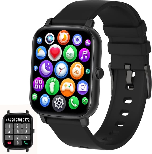 Detalle de FirYawee 1.7-inch Touchscreen Smart Watch (Black) with Bluetooth calls and health tracking