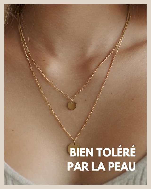 Detalle de GD GOOD.designs EST. 2015 collier double rang en acier inoxydable plaqué, résistant à l’eau