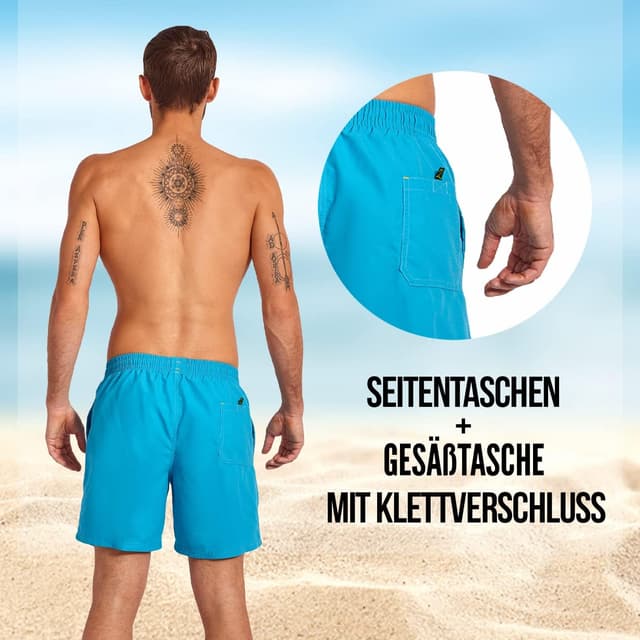 Detalle 2 de Zagano Herren-Badehose schnelltrocknend mit Mesh-Einsätzen und Tunnelzug (S–6XL)