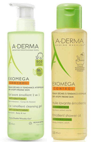 Detalle de A-Derma Exomega Gel Emoliente 500 ml + Aceite Ducha 500 ml