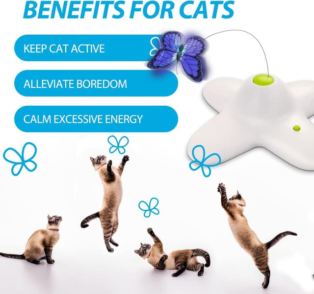 Detalle 2 de ALL FOR PAWS interactive butterfly cat toy (flutter bug) with 360° rotation
