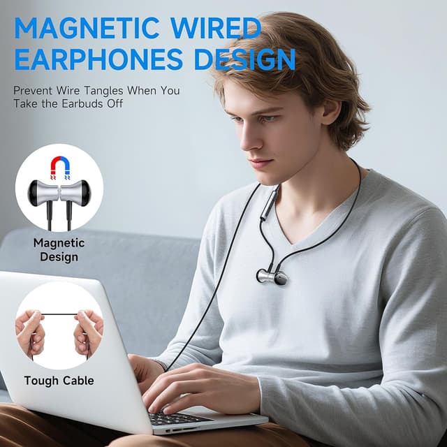 Detalle de suohong USB‑C Kopfhörer mit Kabel (MFi) inkl. Mikrofon & Lautstärkeregler – In‑Ear für iPhone & iPad