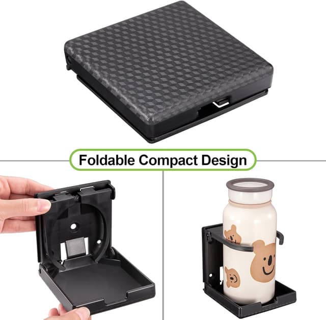 Detalle 2 de Spurtar 2er Set klappbare Getränkehalter für Auto, Wohnmobil & Yacht (für Becher/Dosen/Flaschen bis 100 mm) – schwarz