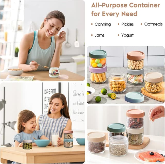 Thumbnail 6 de ZhouZGlass 3-Pack 300ml Glass Jars with Airtight Screw Lids for Overnight Oats & Food Storage