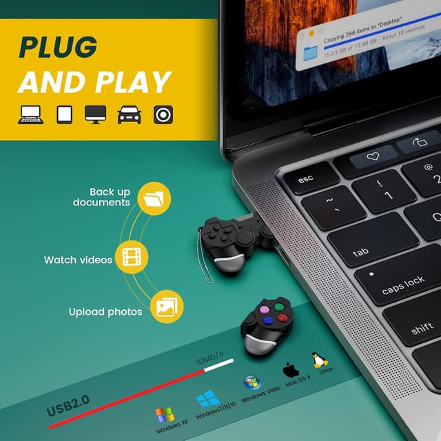 Detalle 2 de Chiavetta USB FEBNISCTE da 8 GB, penna USB 2.0 con forma di joystick e portachiavi