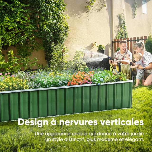 Detalle 2 de Jardinière surélevée galvanisée KING BIRD 256,5 x 91,4 x 45,7 cm : 2 méthodes d’installation