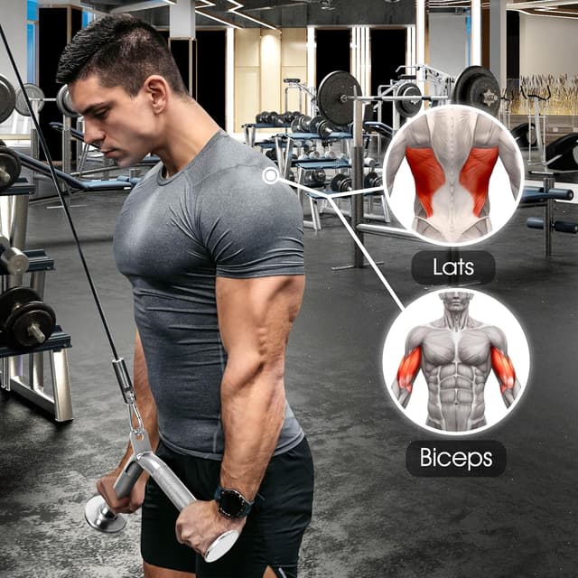 Detalle 2 de Yes4All cavo per tricipiti 68,6 & 91,4 cm con corde e barre (4 colori), sistema di pulegge e moschettone