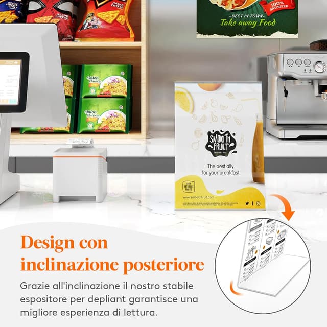 Detalle de Lifewit 6 espositori porta depliant A4 in acrilico trasparente (30 x 21 cm), supporto a forma di L