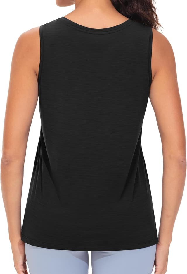 Detalle 2 de THE GYM PEOPLE Débardeur extensible à col en V pour femme, séchage rapide et coupe ample