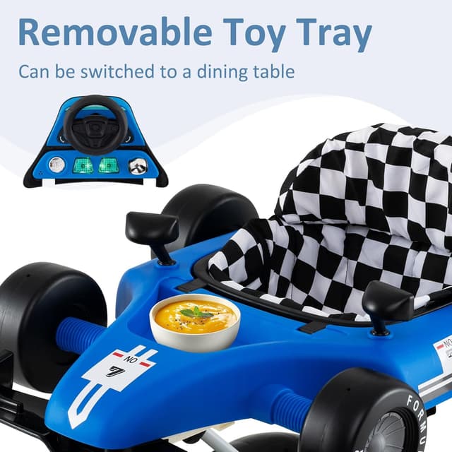 Detalle de INFANS 4 in 1 Baby Walker (Foldable Toddler Activity Center with Adjustable Height, Blue) — Music & Lights