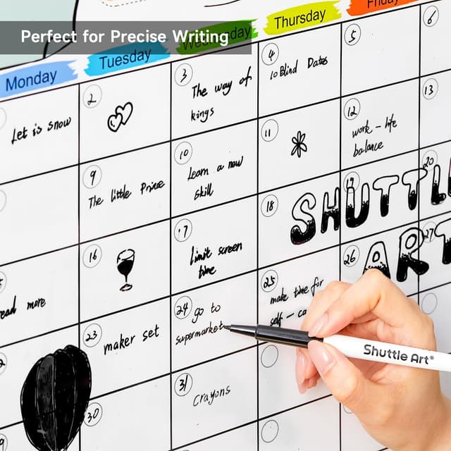 Detalle de Shuttle Art Ultra Fine Tip Whiteboard Pens (15-pack) – 0.7mm Black dry-erase markers