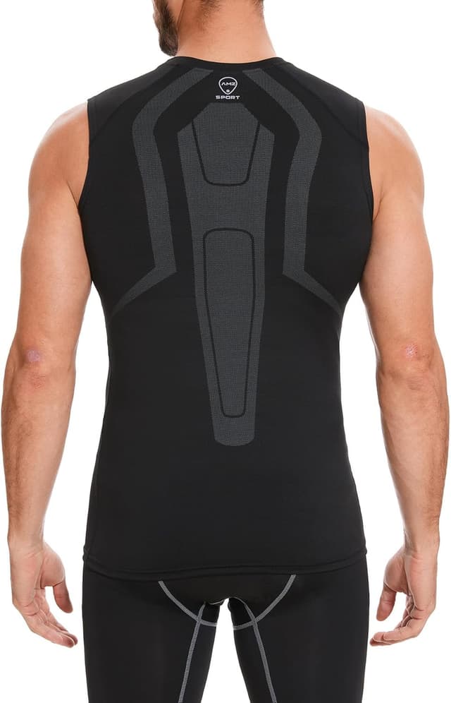 Detalle 2 de AMZSPORT canotta compressiva da uomo a asciugatura rapida (base layer, senza maniche)