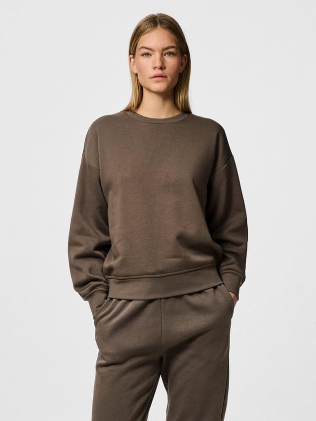 Detalle de PIECES Sweatshirt PCCHILLI: felpa oversize girocollo in cotone e poliestere riciclato