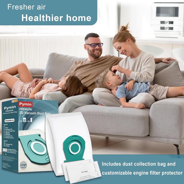 Detalle 2 de Lot de 3 sacs d’aspirateur Pymin pour Miele série TU (Guard L1 / Guard S1 / CO Guard M1) – grande capacité