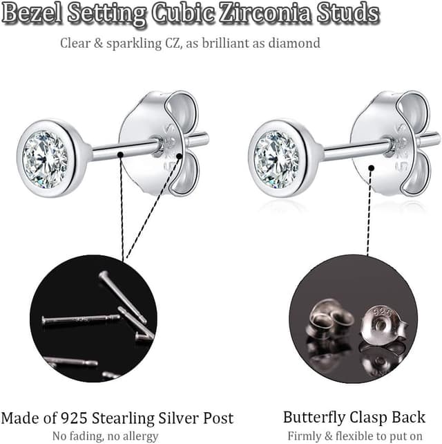 Detalle 2 de Kleine Silber Ohrstecker 925 CZ