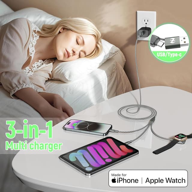 Detalle de Multi Charging Cable 6FT 3 in 2 Charger