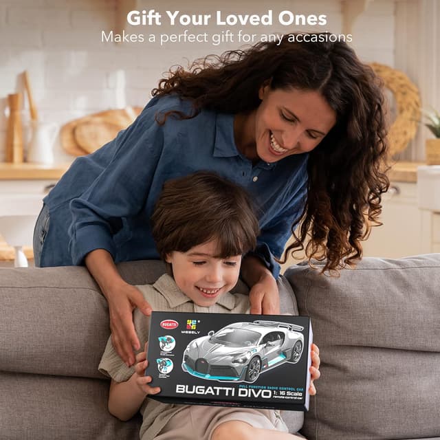 Detalle 2 de MIEBELY Bugatti Divo 1/16 Scale RC Car (2.4Ghz, 12Km/h) with Headlight, Proportional Trigger Control