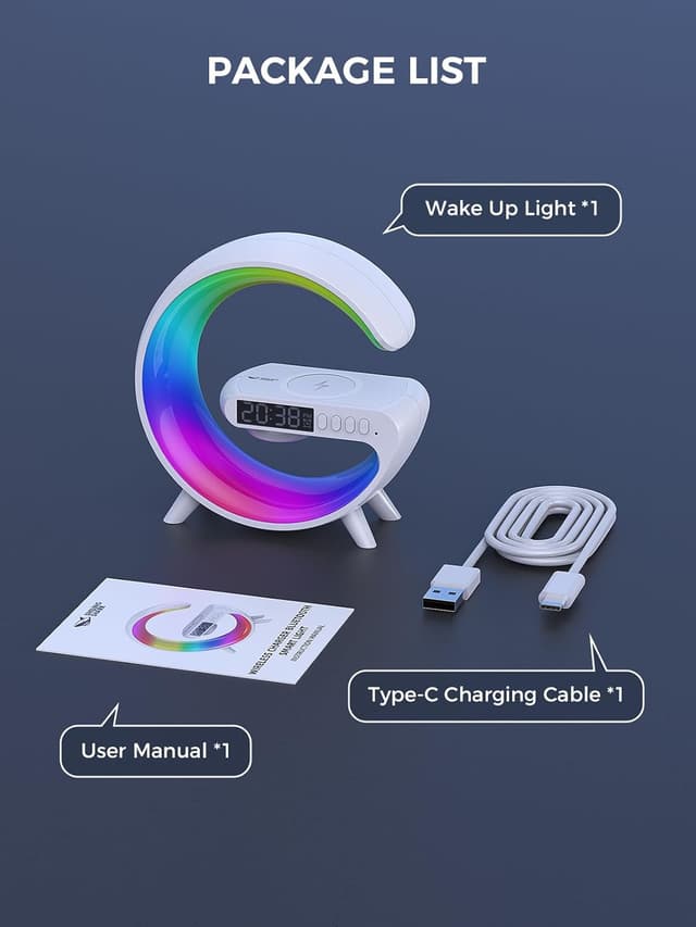 Thumbnail 6 de Smiling Shark Lampes de Réveil intelligentes : ambiance lumineuse, charge sans fil et haut-parleur Bluetooth