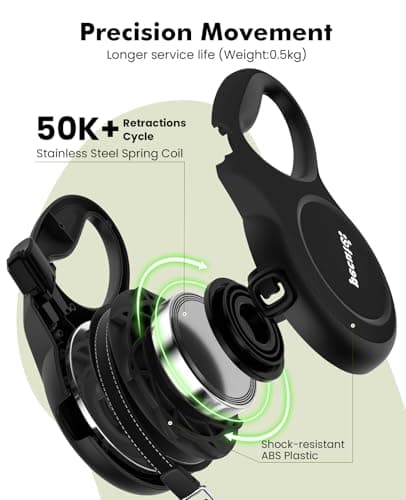 Detalle de Pecute correa extensible para perro de 8 metros (15-50 kg), con cuerda antimordida de 46 cm y sistema 360° anti-enredos