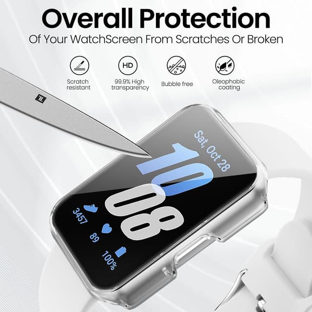 Detalle 2 de Tuocal 3-Pack PC Case + Tempered Glass Screen Protector for Samsung Galaxy Fit 3