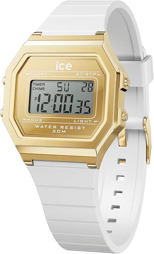 Detalle de ICE-WATCH Ice Digit Retro Metal Gold Mirror White reloj blanco para mujer 022733