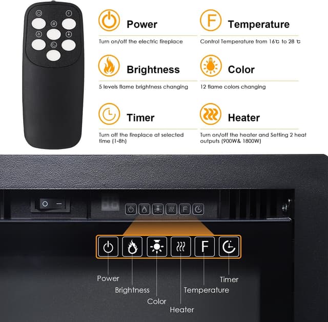 Thumbnail 3 de INMOZATA 127cm electric fireplace with 1800W heat