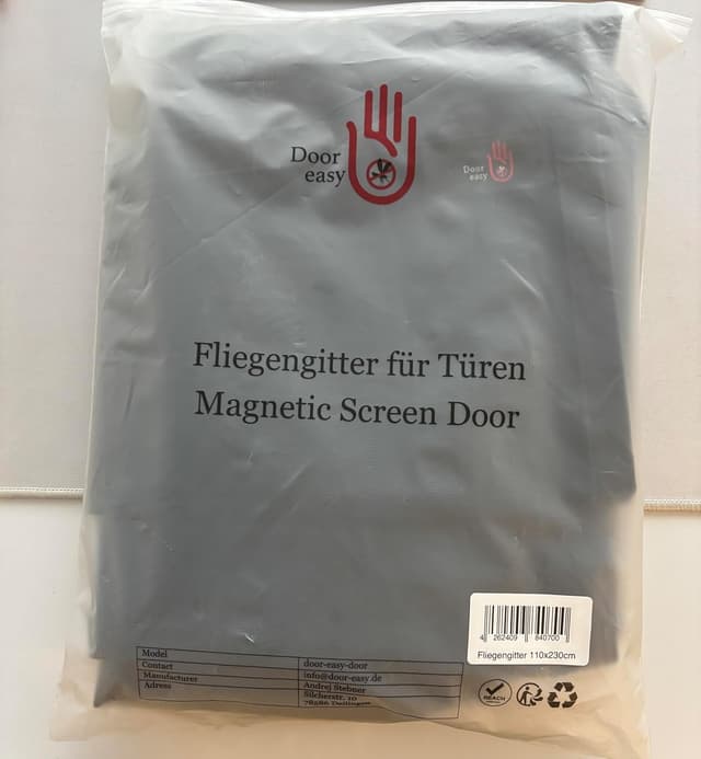 Detalle de DOOR EASY Fliegengitter Balkontür mit Magnetvorhang (110 x 230 cm) – ohne Bohren, reißfestes Premium-Gewebe