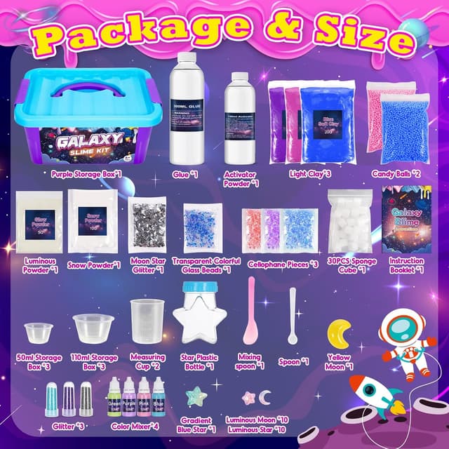 Detalle de Hapikids Ice Cream Slime Set (6–12 years) – Galaxy starry sky slime gift