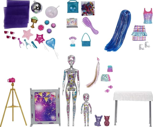 Detalle de Barbie GXJ88 Color Reveal Überraschungsparty-Set mit über 50 Überraschungen