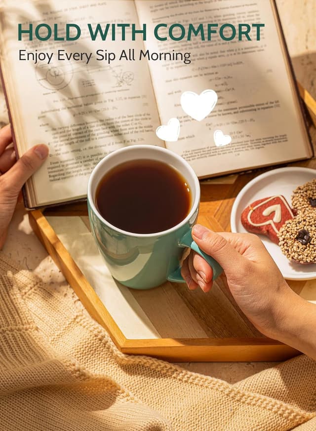 Detalle 2 de Sweese Porcelain Coffee Mugs, 16 oz Set of 6 (Lead-Free) for Latte, Hot Tea, Cappuccino & More