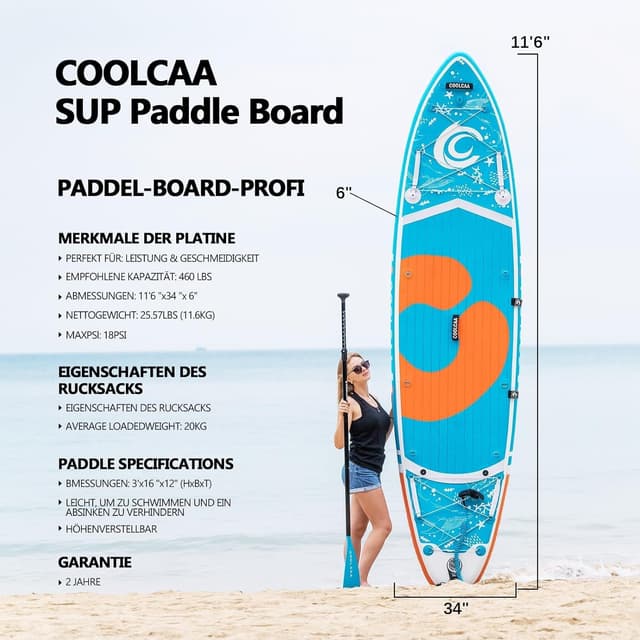 Detalle 2 de COOLCAA Stand-Up Paddleboard 355 cm Extra Groß
