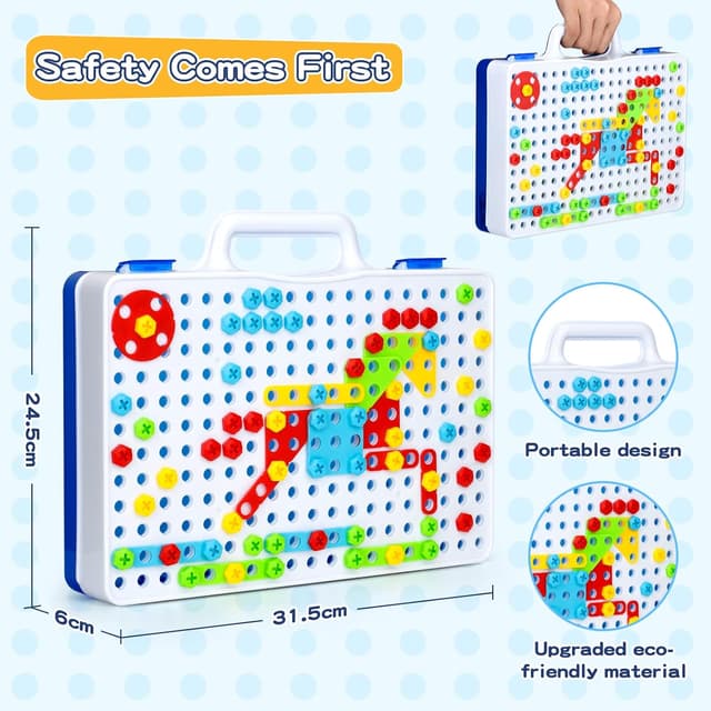 Detalle de TI-TOO 3D-Spielzeug zum Auseinandernehmen: Kreativer Baukasten mit Bohrer, Schraubenzieher und Aufbewahrungsbox (151 Teile)