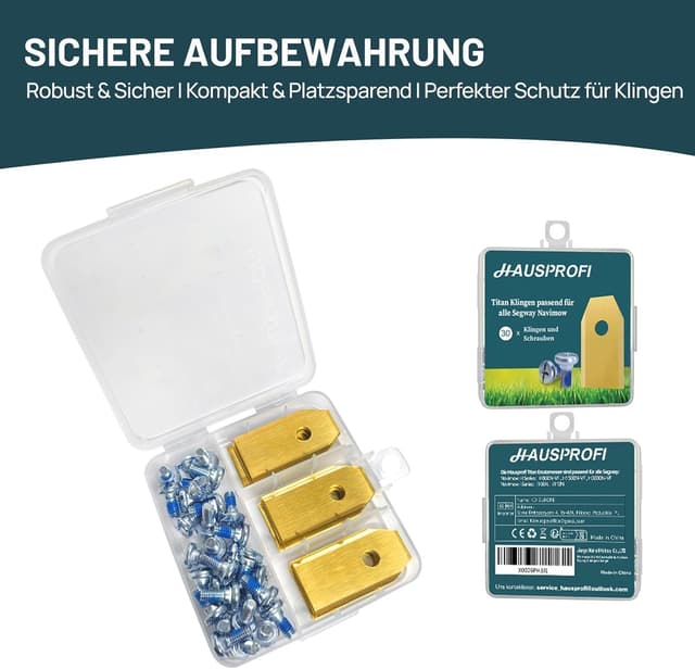 Thumbnail 6 de HAUSPROFI 30x Titan-Ersatzklingen für Segway Navimow i105e & H-Serie (kompatibel mit i/H/X Modellen) – DIN EN 50636-2-107 geprüft
