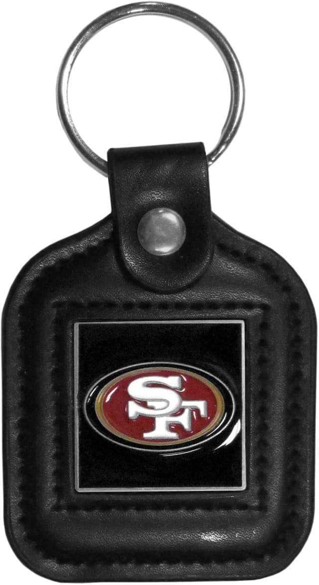 Detalle de Siskiyou San Francisco 49ers Square Leather Key Chain (Official NFL) – One Size, Black