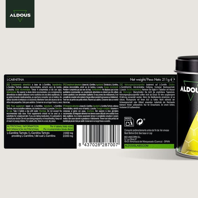 Thumbnail 5 de Aldous L-Carnitina 2000mg - 200 Comprimidos Energía y Resistencia🧪