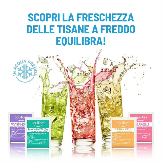 Detalle de Equilibra Tisane a Freddo Summer Collection, cofanetto 40 filtri da 2 g