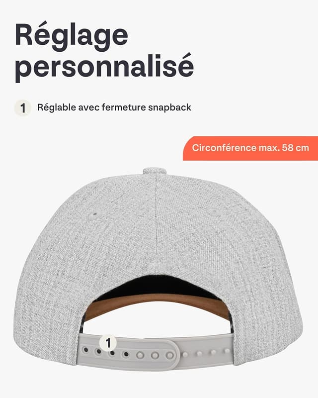 Detalle de Johnny Urban casquette snapback Dean unisexe à 6 panneaux, ajustable avec badge logo